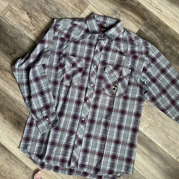 NEW AOS Rodeo shirt men's Large Tall plaid snap button western wear - Picture 10 of 12